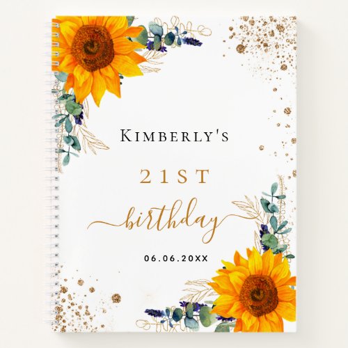 Guest book birthday sunflowers eucalyptus