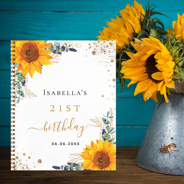 Guest book birthday sunflowers eucalyptus (Creator Uploaded)