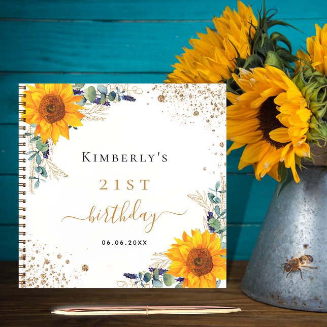 Guest book birthday sunflowers eucalyptus (Creator Uploaded)
