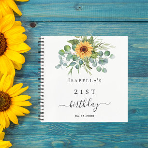 Guest book birthday sunflowers eucalyptus