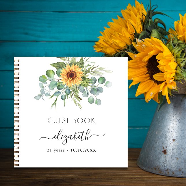 Guest book birthday sunflowers eucalyptus  (Creator Uploaded)