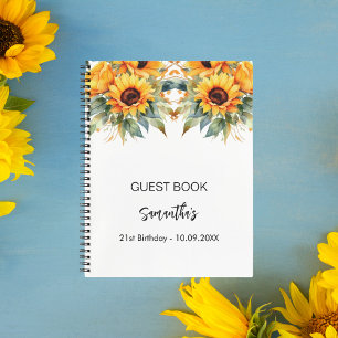 Guest book birthday sunflowers watercolor