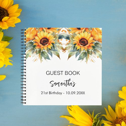 Guest book birthday sunflowers watercolor