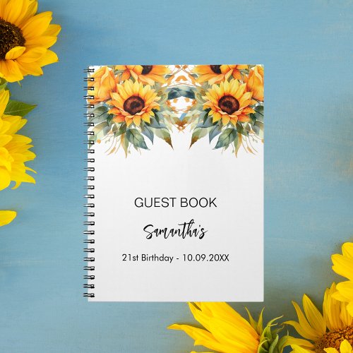 Guest book birthday sunflowers watercolor fall