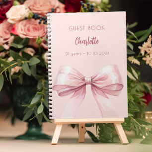 Guest book blush pink bow birthday