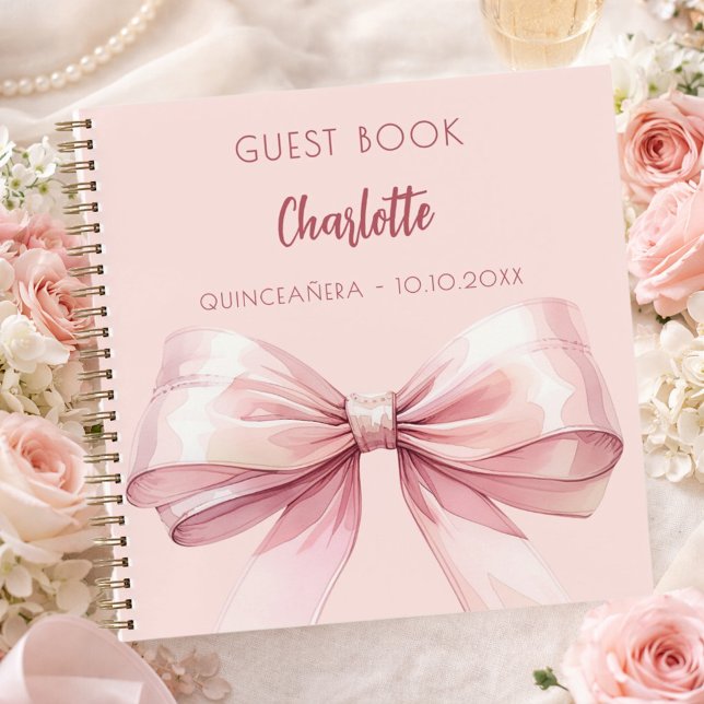 Guest book blush pink bow Quinceanera (Creator Uploaded)