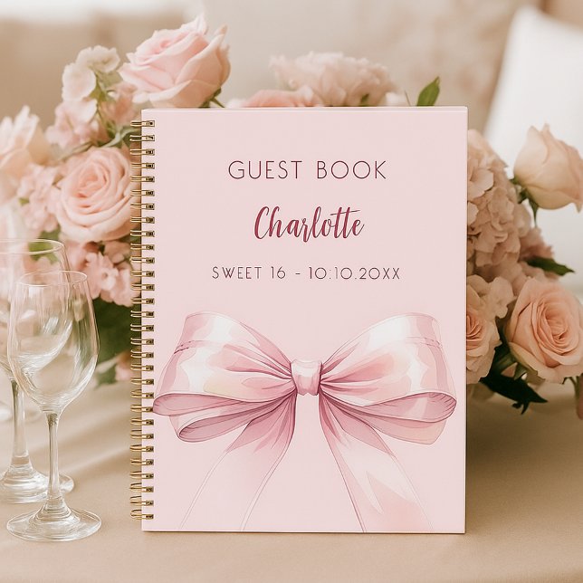 Guest book blush pink bow SWEET 16 (Creator Uploaded)