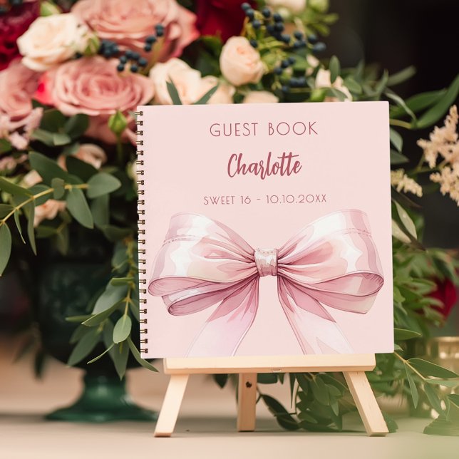 Guest book blush pink bow SWEET 16 (Creator Uploaded)