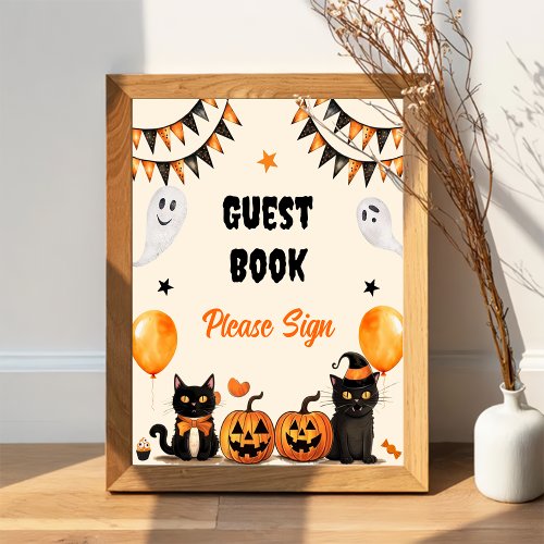  Guest Book   Boo Black Cat Halloween Sign