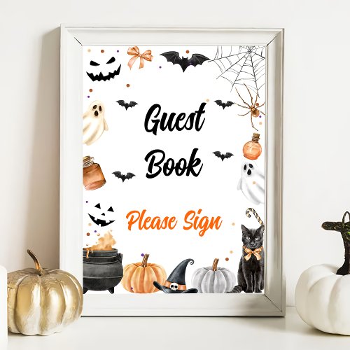  Guest Book   Boo Black Cat Halloween Sign