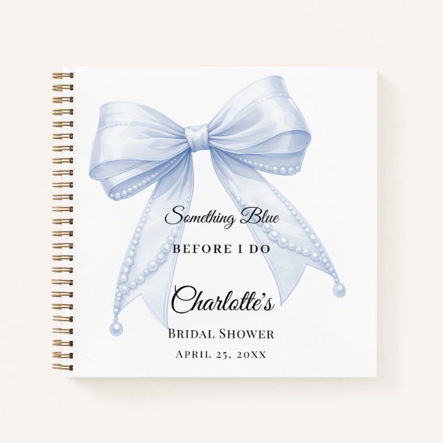 Guest book Bridal Shower bow something blue (Front)