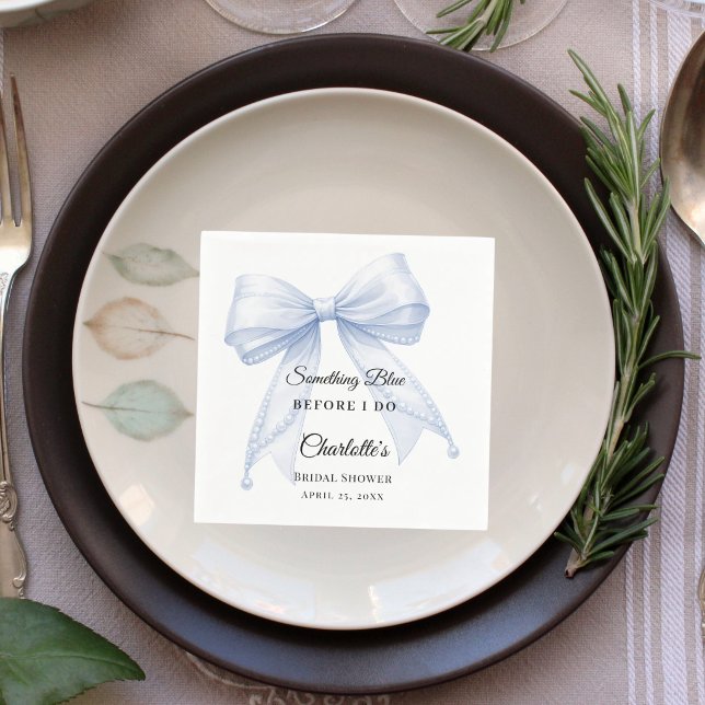 Guest book Bridal Shower bow something blue Napkins (Creator Uploaded)