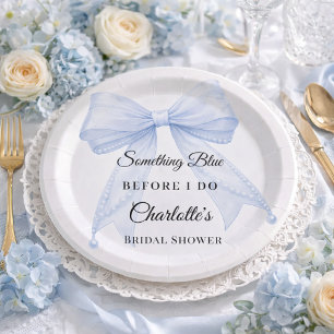 Guest book Bridal Shower bow something blue Paper Plates