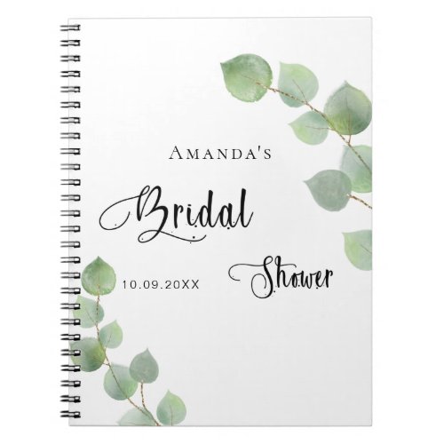 Guest book bridal shower eucalyptus budget