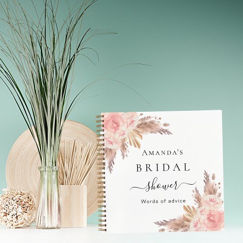 Guest book Bridal Shower pampas grass rose advice