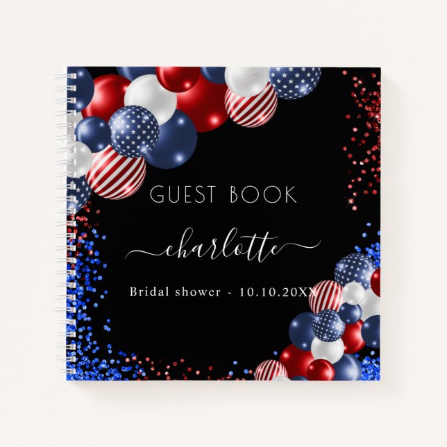Guest book bridal shower patriotic 4th july (Front)