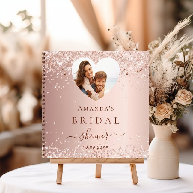 Guest book bridal shower photo heart rose gold (Creator Uploaded)
