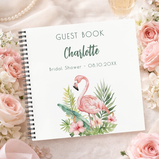 Guest book bridal shower pink flamingo (Creator Uploaded)