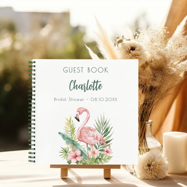 Guest book bridal shower pink flamingo (Creator Uploaded)