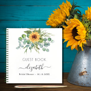 Guest book bridal shower sunflowers eucalyptus 
