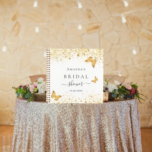 Guest book bridal shower white gold butterfly (Creator Uploaded)