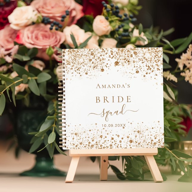 Guest book bridal shower white gold glitter name (Creator Uploaded)