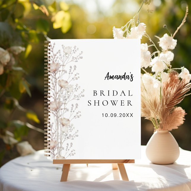 Guest book bridal shower wildflowers beige cream (Creator Uploaded)