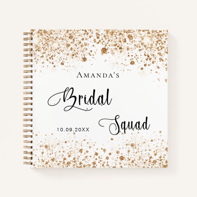 Guest book bride squad white gold glitter (Front)