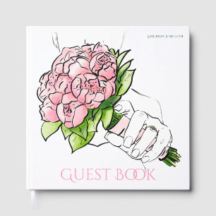 Guest Book - Bride's Hand with Ring and Peony