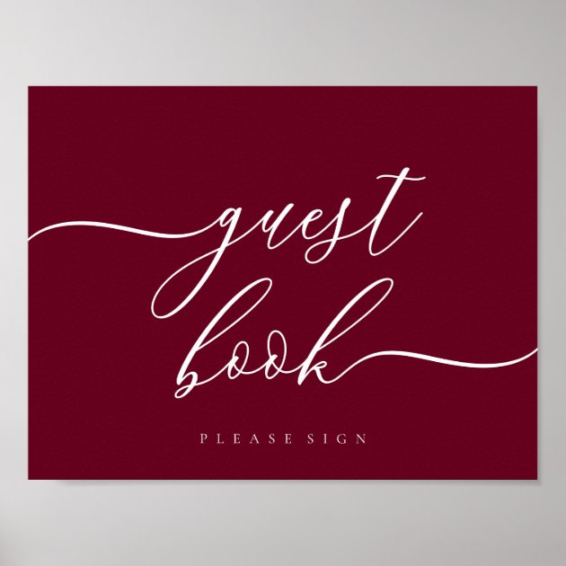 Guest Book Burgundy Simple Signature