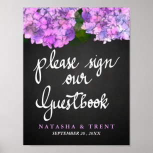Guest Book Chalkboard Wedding Hydrangea Floral
