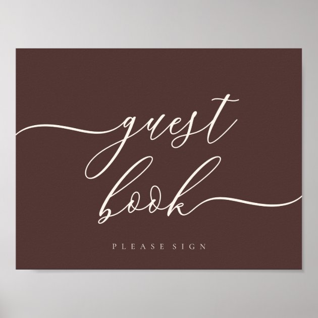 Guest Book Chocolate Brown Simple Signature