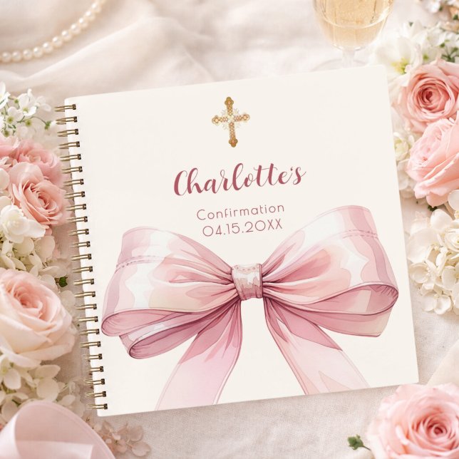 Guest book Confirmation blush pink bow cream (Creator Uploaded)