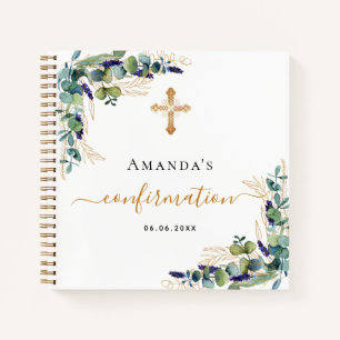 Guest book confirmation eucalyptus greenery cross