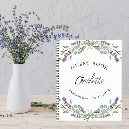 Guest book confirmation lavender violet eucalyptus