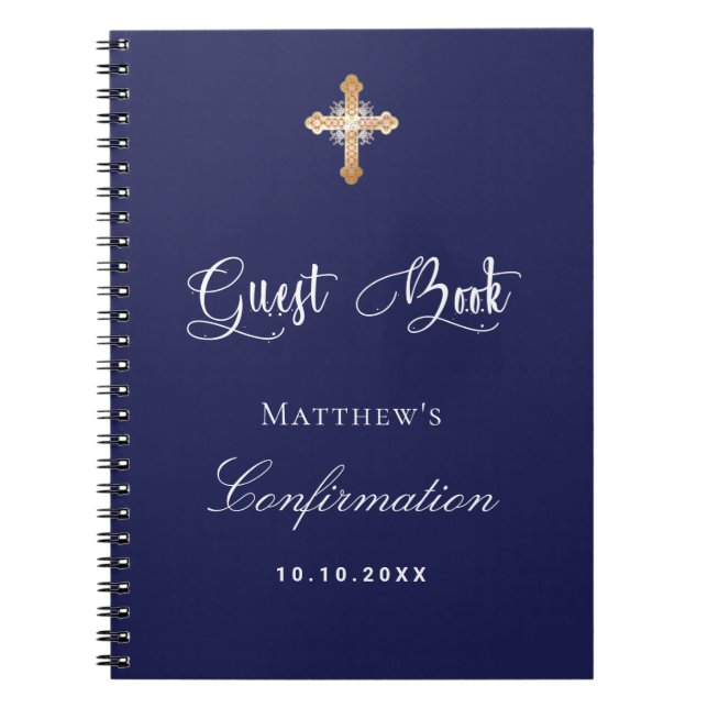 Guest book confirmation navy blue white (Front)
