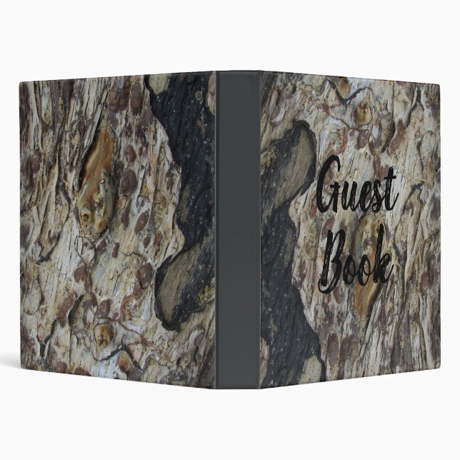Guest Book Driftwood Grain Photo Rustic Woodgrain 3 Ring Binder (Background)