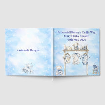 Guest Book-Editable Blue Chinoiserie Baby Shower
