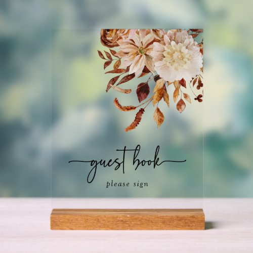 Guest Book Fall Acrylic Sign