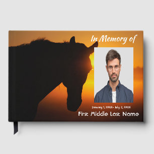 Guest Book for Memorial Service Horse Cowboy Rider