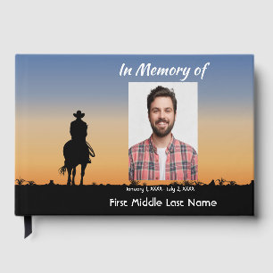 Guest Book for Memorial Service Horse Cowboy Rider