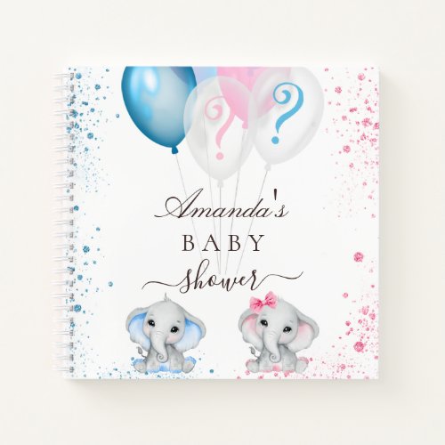 Guest book gender reveal boy girl elephants