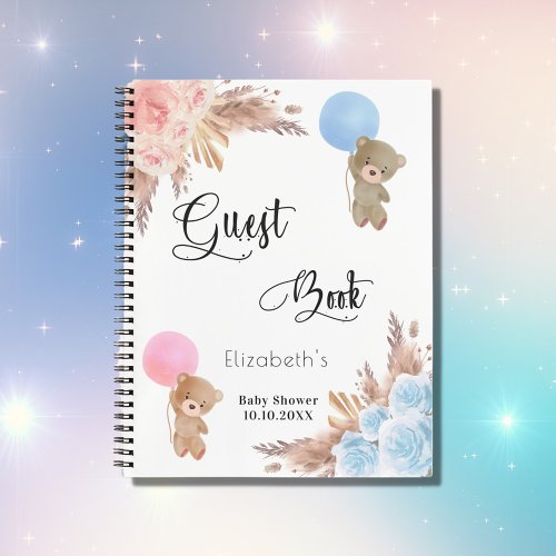 Guest book gender reveal pampas grass baby shower