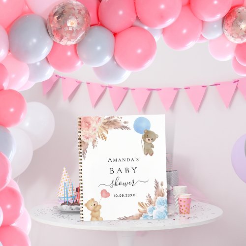 Guest book gender reveal party pampas grass baby