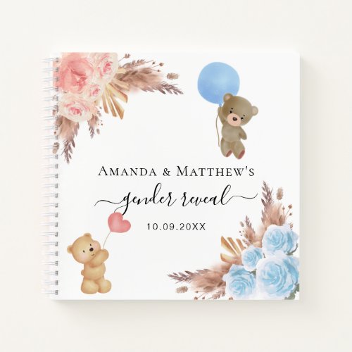 Guest book gender reveal party pampas grass baby