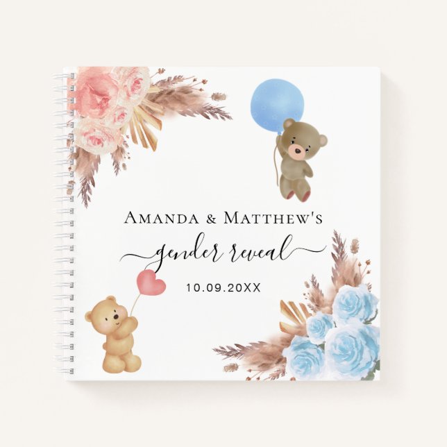 Guest book gender reveal party pampas grass baby (Front)