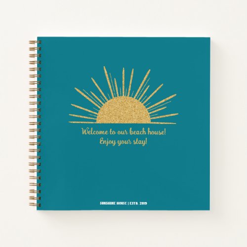Guest Book Gold Glitter Sunshine Spiral Notebook