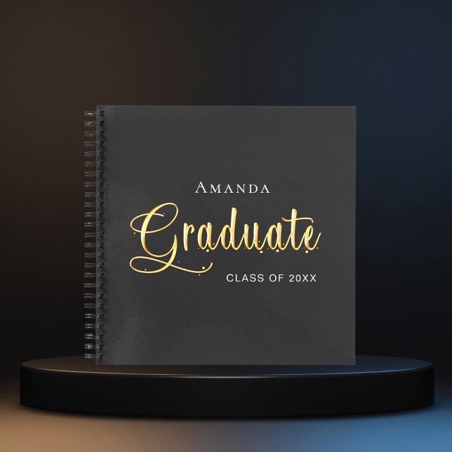 Guest book graduate black gold name elegant (Creator Uploaded)
