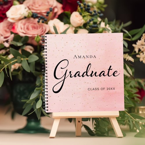 Guest book graduate blush pink gold