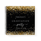 Guest book graduation black gold glitter 2026